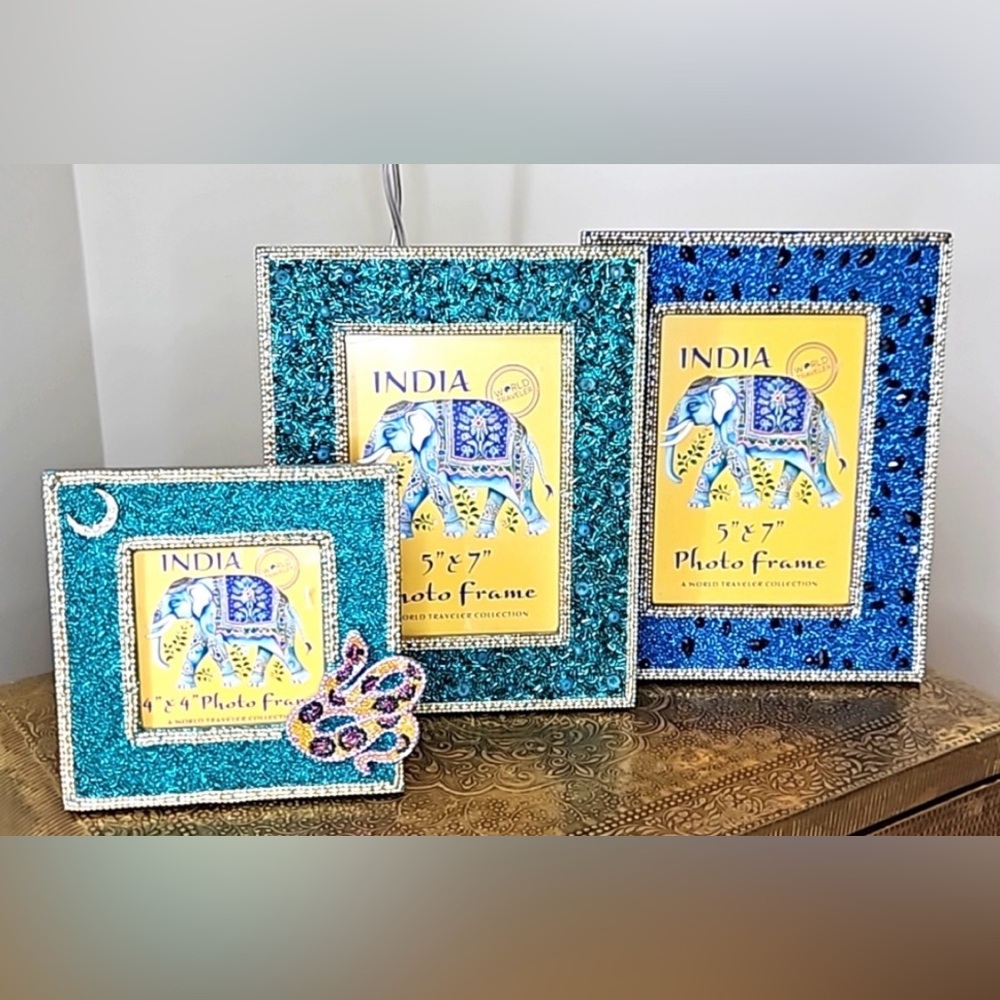 India beaded picture frame set made by a world traveler collection